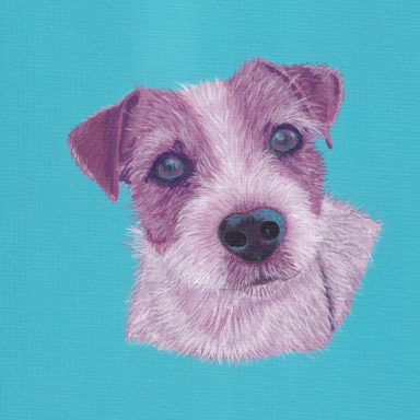 A Parsons Russell Terrier Portrait in Plum and Teal.
